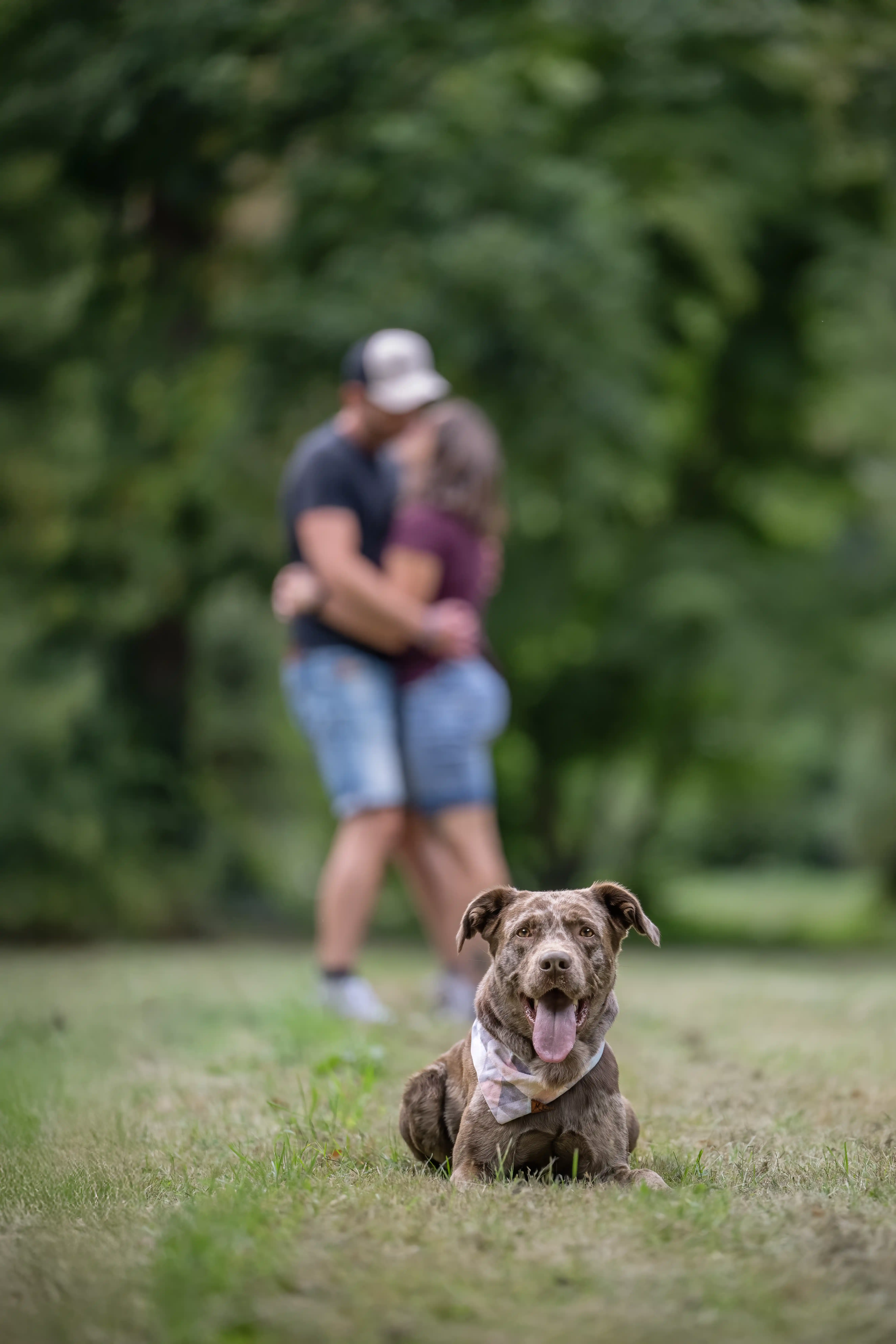 Zwei Menschen mit einem Aussiedor.
